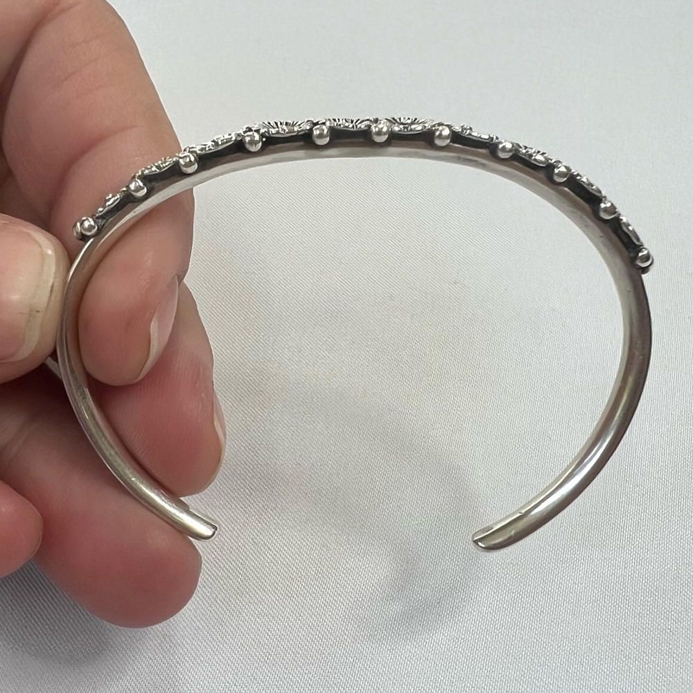 Vintage Navajo Sterling Silver Squash Blossom Cuff - Picture 8 of 11